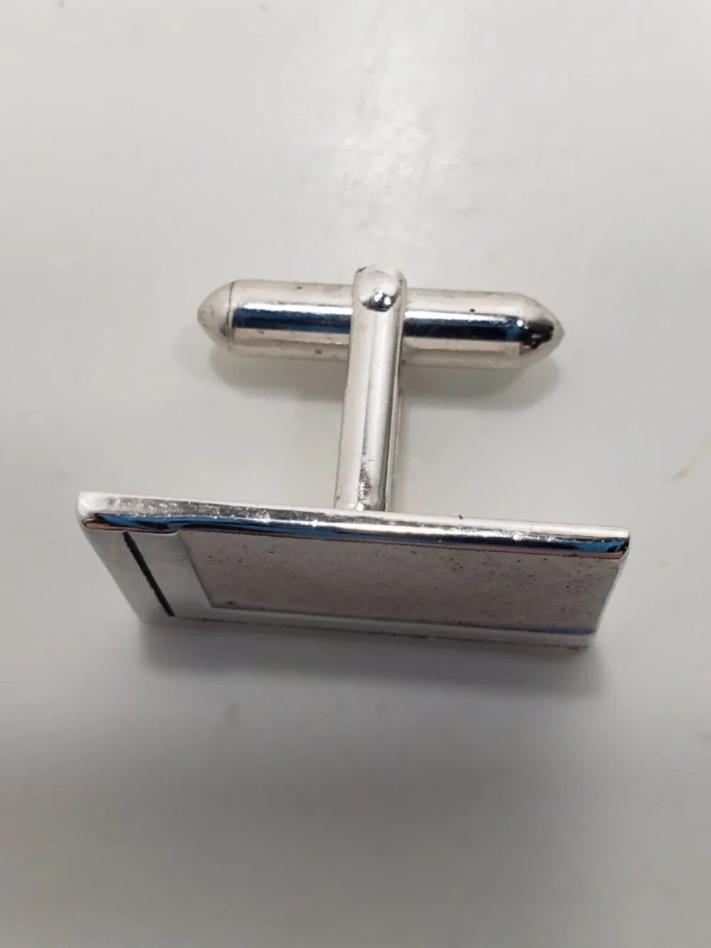Vintage Rectangular Textured Mid Century Silver Tone Cufflinks